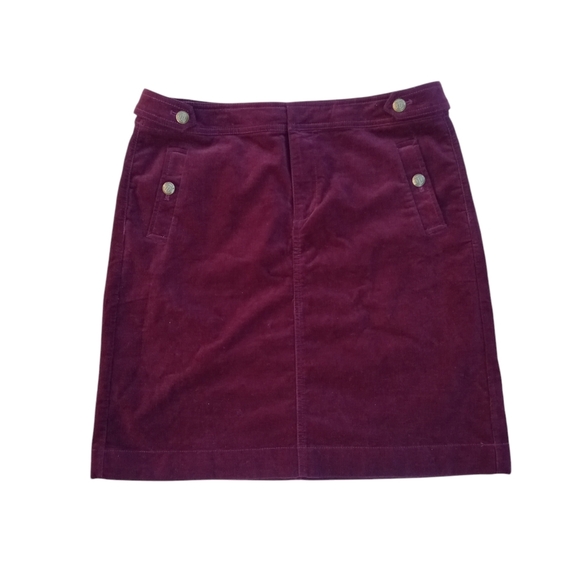 Talbots Maroon Corduroy Skirt W/ Brass Colored Buttons Size 10 - Picture 3 of 9